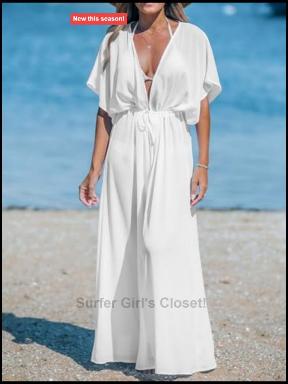 Women's Maxi Kimono Cover Up Swimwear Beach Dress Bathing Suit Coverup - Picture 2 of 7